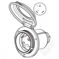 美國/加拿大RV露營防鬆脫插座NEMA TT-30P Contoured 電源插座, 防水蓋, 30A 125V