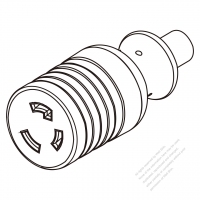 美國/加拿大AC電源線防鬆脫連接器 (L5-30R) 2 P 3 芯接地, 30A 125V