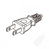 日本2-Pin插頭AC電源線-成型PVC線材1.8M (1800mm)黑色線材剝外層絕緣 20mm   (VFF  2X0.75MM FLAT )( #J73AC51-180)