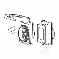 美國/加拿大船舶用防鬆脫插座NEMA L6-20P 標準電源插座, 防水蓋, 20A 250V