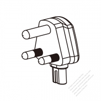 筆記型電腦專用AC轉接頭, 南非 (大) 彎頭轉IEC 320 C7連接器, 3轉2-Pin, 2.5A 250V