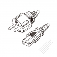 歐洲3-Pin插頭 to IEC 320 C13 AC電源線組-PVC線材 (Cord Set) 1.8M (1800mm)黑色 (H05VV-F 3G 0.75MM2 ) (# G130434-180)