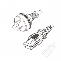 澳洲 3-Pin插頭 to IEC 320 C13 AC電源線組-PVC線材 (Cord Set) 1.8M (1800mm)黑色 (H05VV-F 3G 0.75mm² ) (# A170434-180)