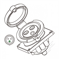 IEC 309 IP 44 防潑水工業插座, 2 P 3 芯,30A 250V