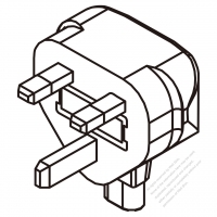 刮鬍刀專用AC轉接頭, 英國彎頭轉IEC 320 C1連接器, 3轉2-Pin, 0.2A