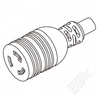 美國/加拿大AC電源線防鬆脫連接器 (L7-15R) 2 P 3 芯 接地,15A 277V