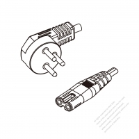 以色列3-Pin 彎頭插頭 to IEC 320 C5 AC電源線組- 成型PVC線材(Cord Set) 0.5M (500mm)黑色 ( H05VV-F 3G 0.75mm2 )( #L71A734-050)