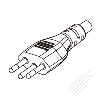 巴西3-Pin插頭AC電源線-成型PVC線材1.8M (1800mm)黑色線材切齊  (H05VV-F  3G 0.75mm2  )( #B55EC34-180)