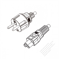 韓國3-Pin插頭 to IEC 320 C5 AC電源線組-PVC線材 (Cord Set) 1.8M (1800mm)黑色 (K60227 IEC 53 3X0.75MM ) (# K130634-180)