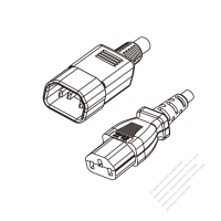日本3-Pin IEC 320 Sheet E 插頭 to C13 AC電源線組-HF超音波成型-無鹵線材 (Cord Set ) 1.8M (1800mm)黑色 (EM-ECTF 3X0.75MM ) (#J2504NHF-180)