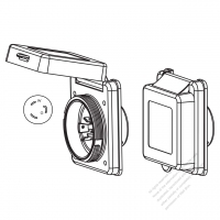 美國/加拿大船舶用防鬆脫插座NEMA L5-20P 標準電源插座, 防水蓋, 20A 125V