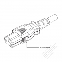 IEC 320 C13 連接器3芯, (Pull to unlock)10A 國際標準