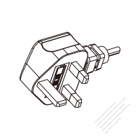 英國3-Pin插頭(金屬地Pin)AC電源線-成型PVC線材2.5M (2500mm)黑色線材剝外層絕緣 20mm/半剝內層絕緣 13mm   (H05VV-F  3G 1.5mm2  )( #U88AA37-250)