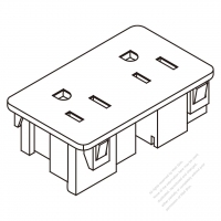 美國/加拿大NEMA 5-15R插座 x 2, 2 P 3芯接地 15A 125V