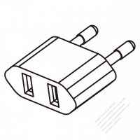 AC轉接頭, 歐洲 (Ø4.0 brass) 插頭轉美國 NEMA 1-15R連接器 2轉2-Pin