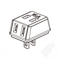 台灣AC轉接頭, Power Tap (180∘旋轉pin), 附電源指示燈, 2-pin, 3 插座