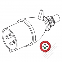 IEC 309 (3P+地線) IP 44 防潑水 AC插頭32A 400V (6H)