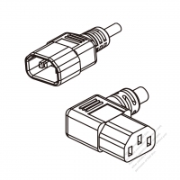 美國/加拿大3-Pin IEC 320 Sheet E 插頭 to C13 (左彎)AC電源線組- 成型PVC線材(Cord Set) 1.8M (1800mm)黑色 (SVT 18/3C/60C )( #V83A509-180)