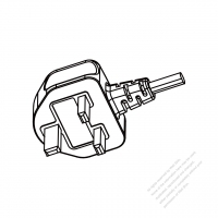 馬來西亞3-Pin插頭(金屬地Pin)AC電源線-成型PVC線材2 M (2000mm)黑色線材剝外層絕緣 20mm/半剝內層絕緣 13mm   (H05VVH2-F  2X 0.75mm2  )( #U65AA32-200)