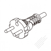 歐洲2-Pin插頭AC電源線-成型PVC線材1.8M (1800mm)黑色線材剝外層絕緣 20mm/半剝內層絕緣 13mm   (H05VV-F  2X 0.75mm2 )( #G85AA35-180)