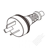 阿根廷 3-Pin插頭AC電源線-成型PVC線材1.8M (1800mm)黑色線材切齊  (H05VV-F  3G 0.75mm2  )( #R51EC34-180)