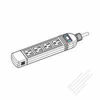 美國/加拿大 OA延長線NEMA 5-15R outlet x 4, USB 充電 x 1, 3 芯   15A 125V