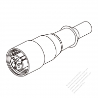 圓 3-Pin 連接器, 適用線材: 黃色22AWG*3C (ø5.8mm)