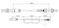 美國/加拿大3-Pin NEMA 5-15P 插頭 to IEC 320 C5 AC電源線組- 成型PVC線材(Cord Set) 1.8M (1800mm)黑色 (SVT 18/3C/60C )( #V60A709-180)