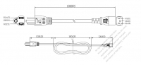 台灣3-Pin 插頭 to IEC 320 C13 AC電源線組- 成型PVC線材(Cord Set) 1.8M (1800mm)黑色 (VCTF 3X0.75mm² Round )( #T60A355-180)