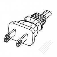 美國/加拿大2-Pin極性插頭AC電源線-成型PVC線材1.8M (1800mm)黑色線材切齊  (NISPT-2 18/2C/60C )( #V59EC05-180)