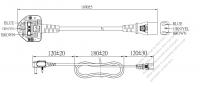 英國3-Pin 插頭 to IEC 320 C13 AC電源線組- 成型PVC線材(Cord Set) 1.8M (1800mm)黑色 ( H05VV-F 3G 0.75mm² )( #U88A334-180)