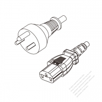 丹麥3-Pin插頭 to IEC 320 C13 AC電源線組-HF超音波成型-無鹵線材 (Cord Set ) 1.8M (1800mm)黑色 (H05Z1Z1-F 3X0.75MM ) (#D6104GHF-180)