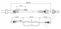 日本3-Pin 插頭 to IEC 320 C5 AC電源線組- 成型PVC線材(Cord Set) 1.8M (1800mm)黑色 (VCTF 3X0.75mm² Round )( #J74A755-180)