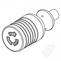 美國/加拿大AC電源線防鬆脫連接器 (L6-15R) 2 P 3 芯 接地,15A 250V